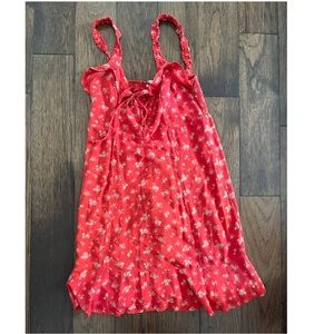 Red Floral Summer Dress Size XS
